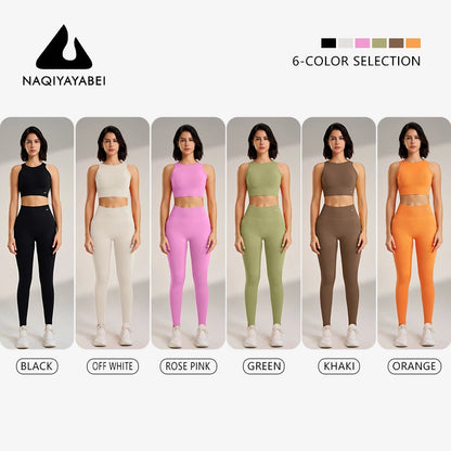 Elevate Your Workout: High Waisted Seamless Yoga Leggings & Top Set for Women