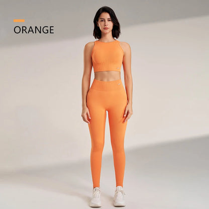 Elevate Your Workout: High Waisted Seamless Yoga Leggings & Top Set for Women