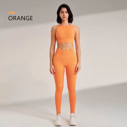 Elevate Your Workout: High Waisted Seamless Yoga Leggings & Top Set for Women